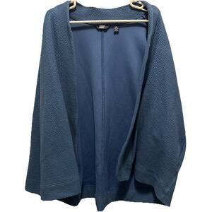 Lands End Blue Long Sleeve Texture Pique Open-Front Cardigan Sweater, Sz 2X